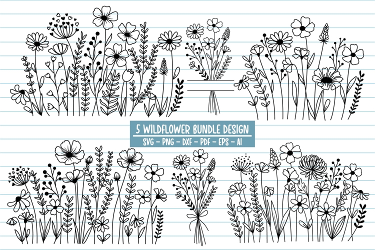 Flower Svg, Flower Meadow Svg, Wildflower Svg, flowers Svg.