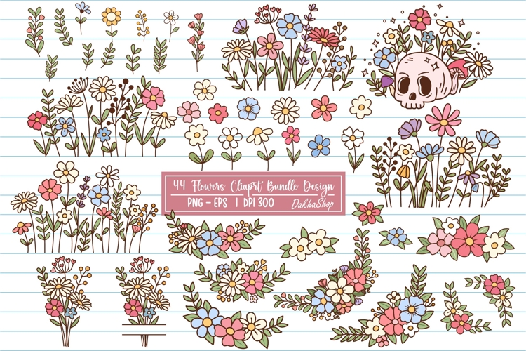 Retro Groovy Flower PNG, Boho Flower PNG, Flowers Cliprat