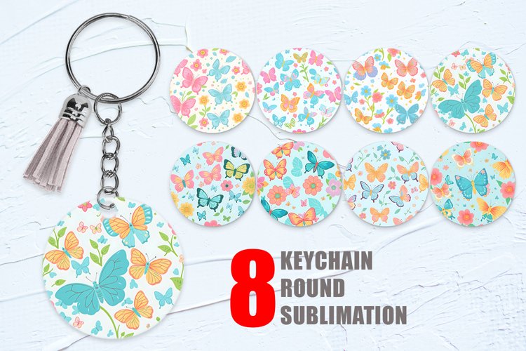 Flower and Butterfly Keychain | Keyring