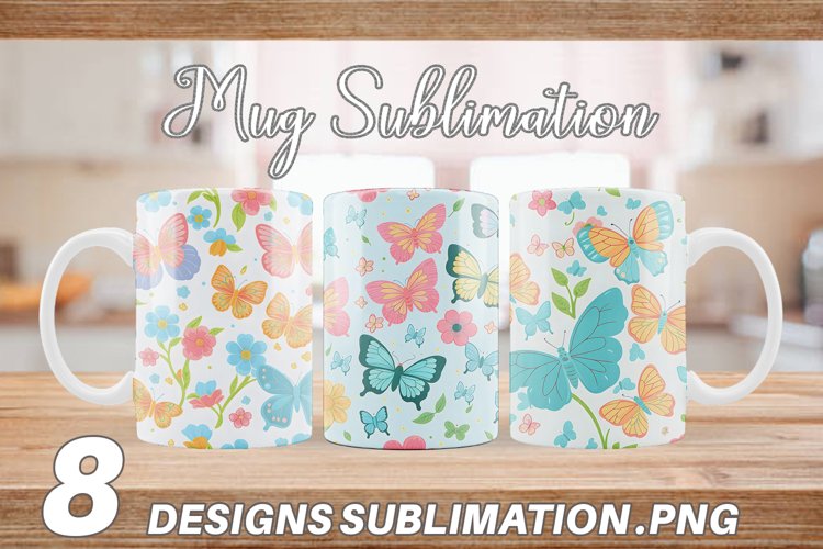 Flower and Butterfly | Mug sublimation design