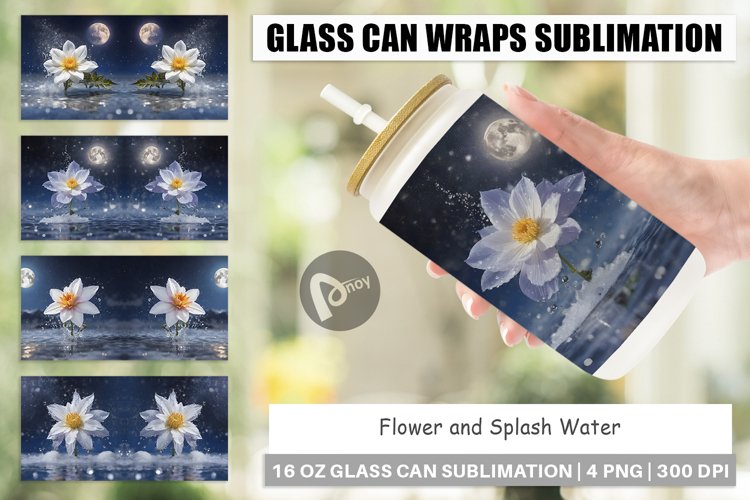 Glass Can Wraps Flower and Water