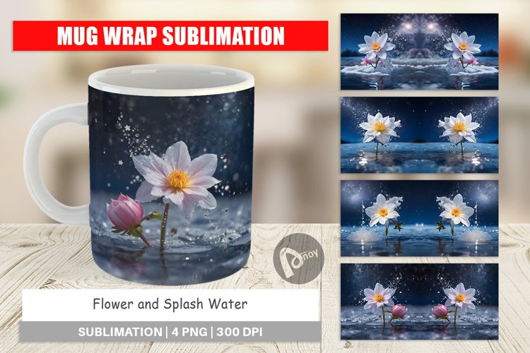 Mug Wrap Design Flower and Water