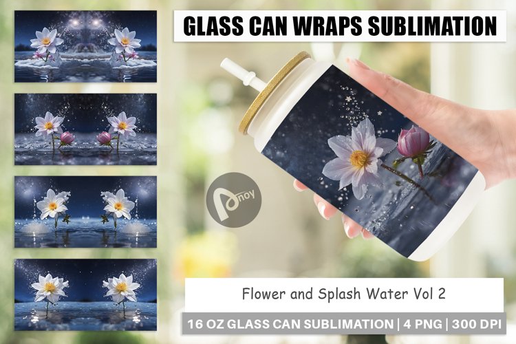 Glass Can Wraps Flower and Water