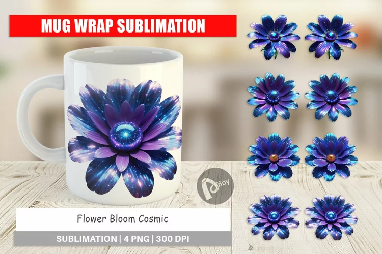 Mug Wrap Design Cosmic Flower