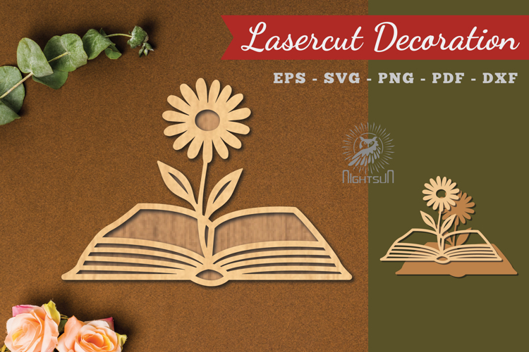 Flower Book Laser Cut Decoration