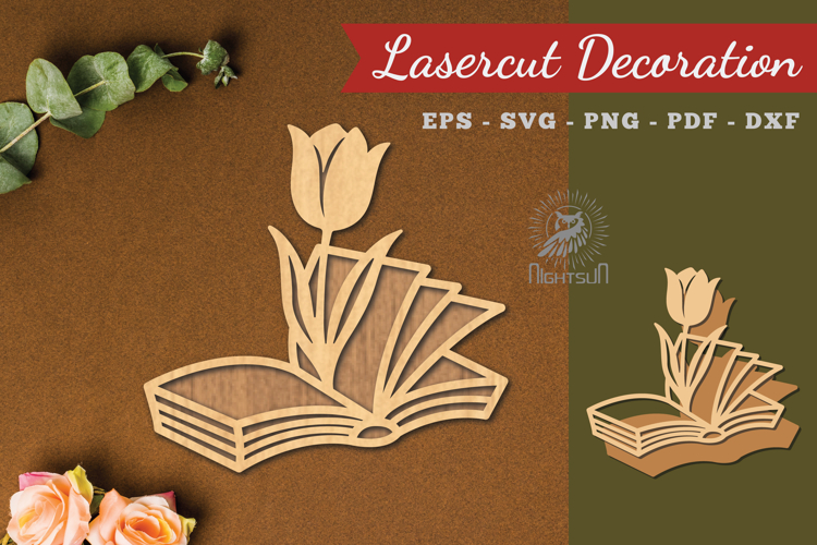Flower Book Laser Cut Decoration