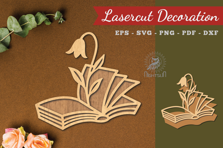 Flower Book Laser Cut Decoration