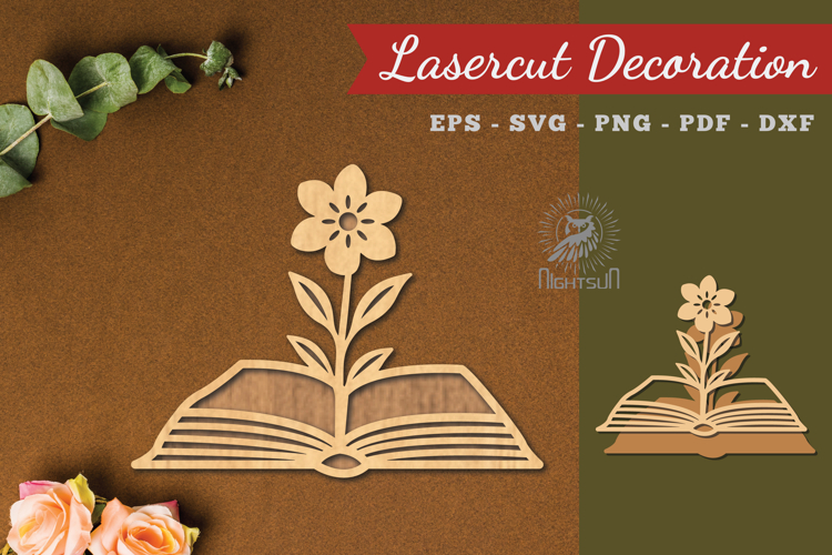Flower Book Laser Cut Decoration