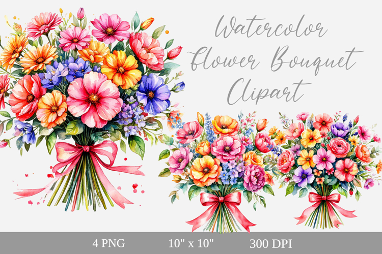 Watercolor Floral Bouquets PNG