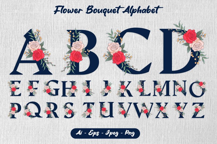 Flower Bouquet Alphabet Svg (2149186) Sublimation Design Bundles