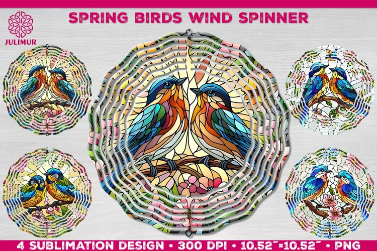 Spring Birds Wind Spinner Sublimation Template