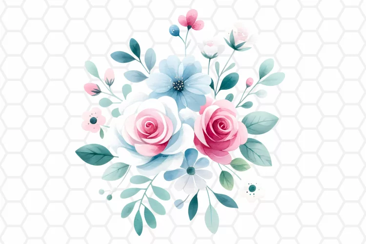 Flower Bouquet Watercolor Clipart, Sublimation PNG