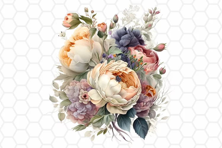 Flower Bouquet Watercolor Clipart, Sublimation PNG