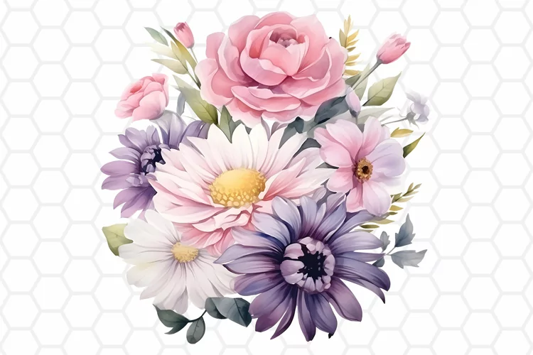 Flower Bouquet Watercolor Clipart | Sublimation PNG
