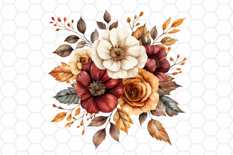 Flower Bouquet Watercolor Clipart | Sublimation PNG