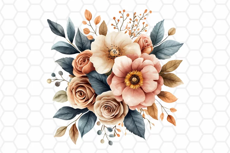 Flower Bouquet Watercolor Clipart | Sublimation PNG