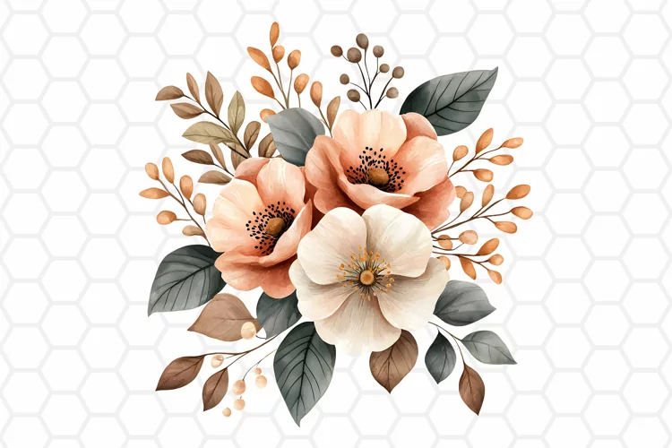Flower Bouquet Watercolor Clipart | Sublimation PNG