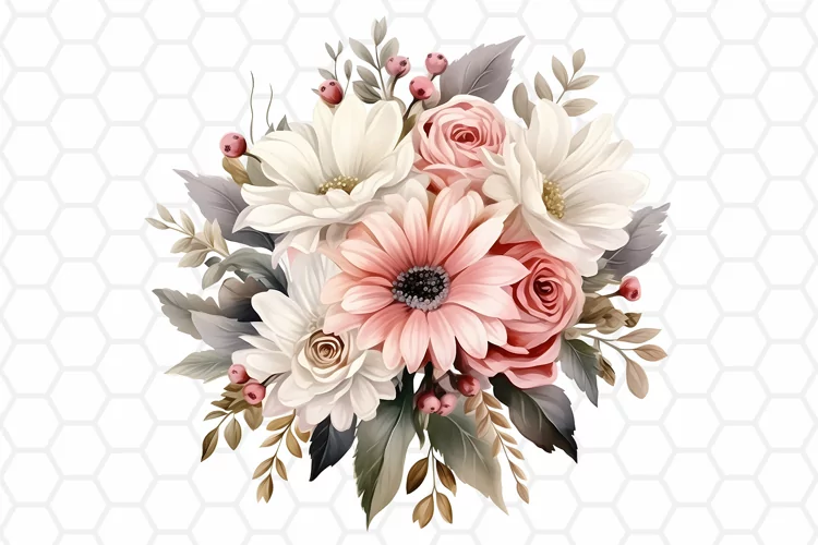 Flower Bouquet Watercolor Clipart | Sublimation PNG