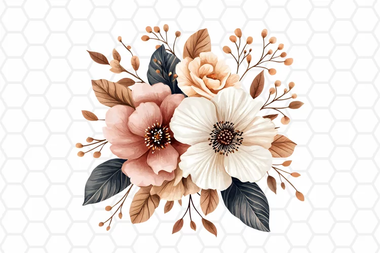 Flower Bouquet Watercolor Clipart | Sublimation PNG