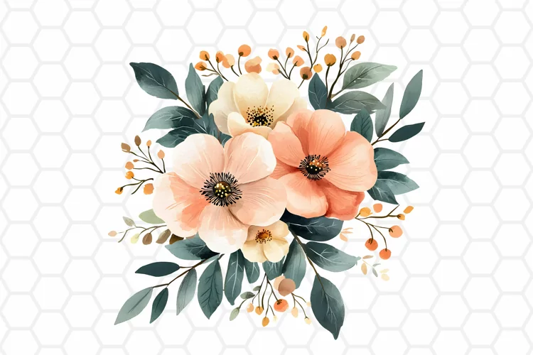 Flower Bouquet Watercolor Clipart | Sublimation PNG