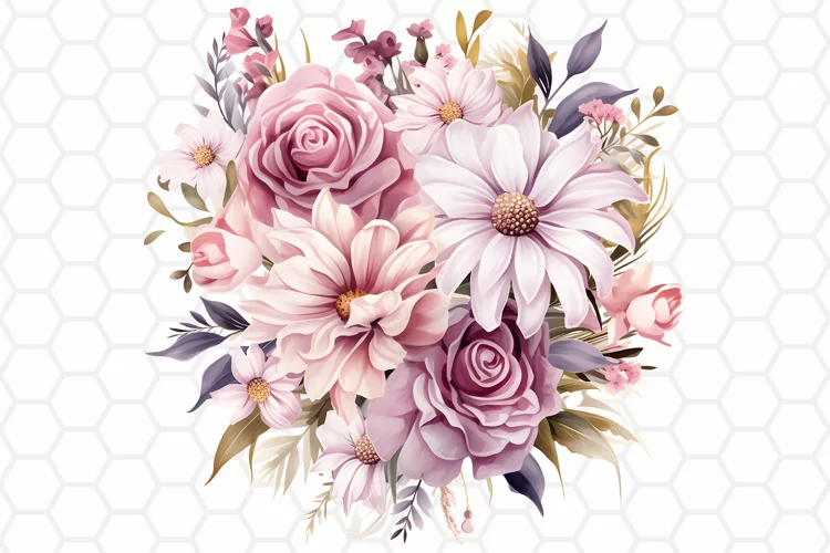 Flower Bouquet Watercolor Clipart | Sublimation PNG