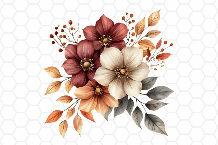 Flower Bouquet Watercolor Clipart | Sublimation PNG