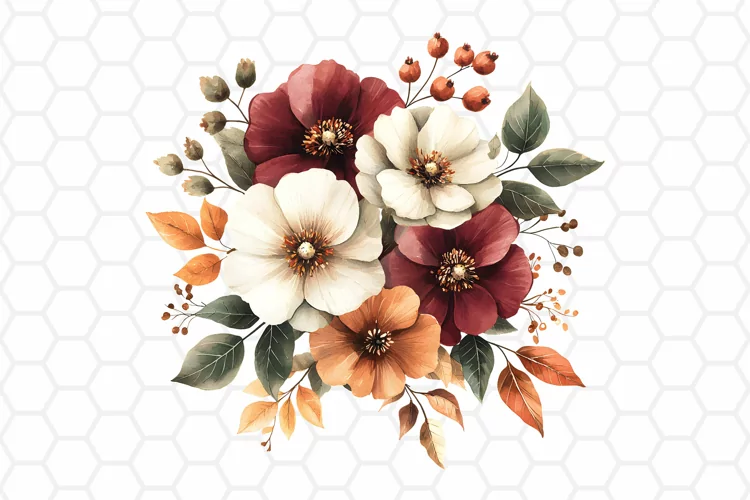 Flower Bouquet Watercolor Clipart | Sublimation PNG