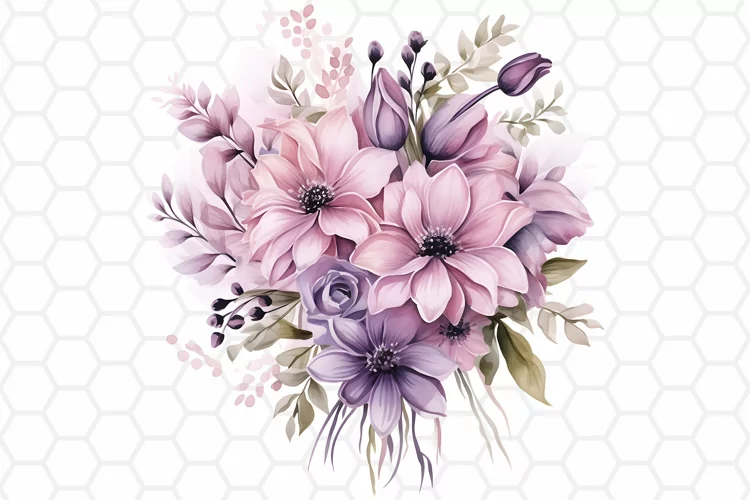 Flower Bouquet Watercolor Clipart | Sublimation PNG