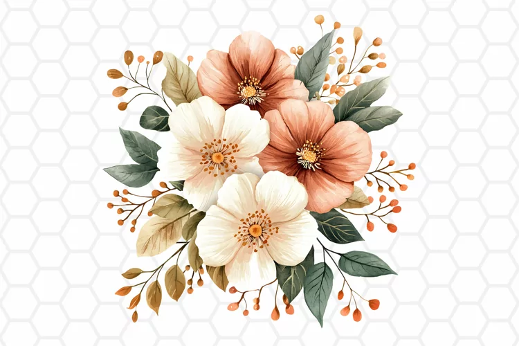 Flower Bouquet Watercolor Clipart | Sublimation PNG