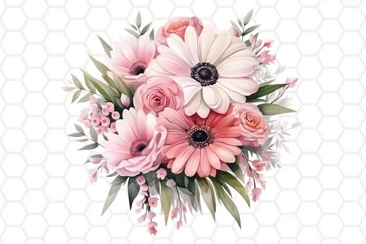Flower Bouquet Watercolor Clipart | Sublimation PNG