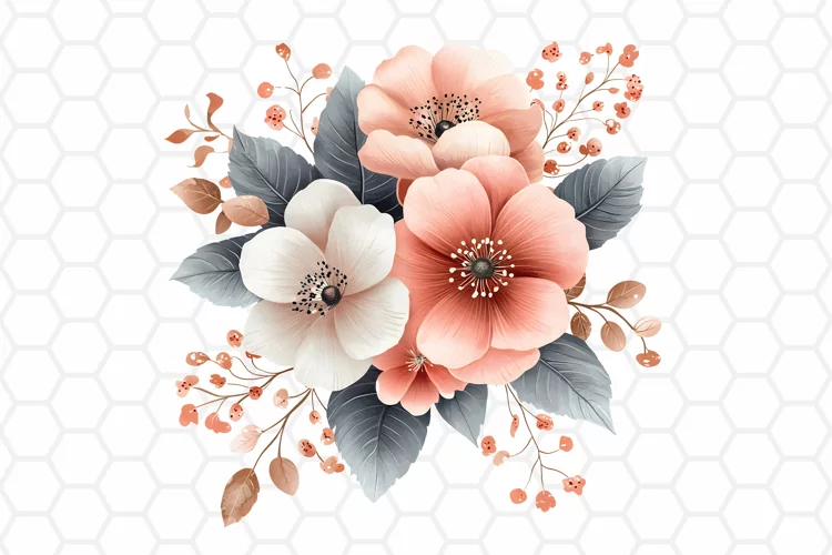 Flower Bouquet Watercolor Clipart | Sublimation PNG
