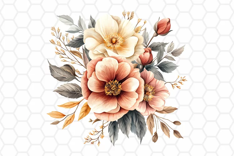 Flower Bouquet Watercolor Clipart | Sublimation PNG