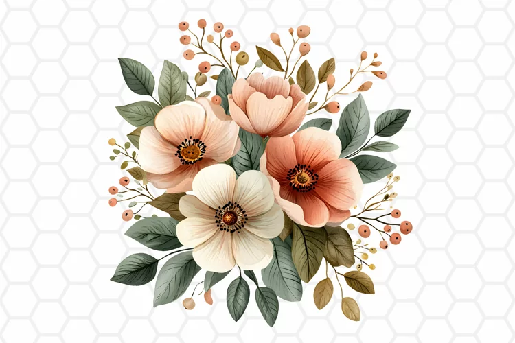 Flower Bouquet Watercolor Clipart | Sublimation PNG