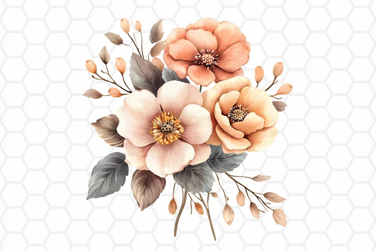 Flower Bouquet Watercolor Clipart | Sublimation PNG