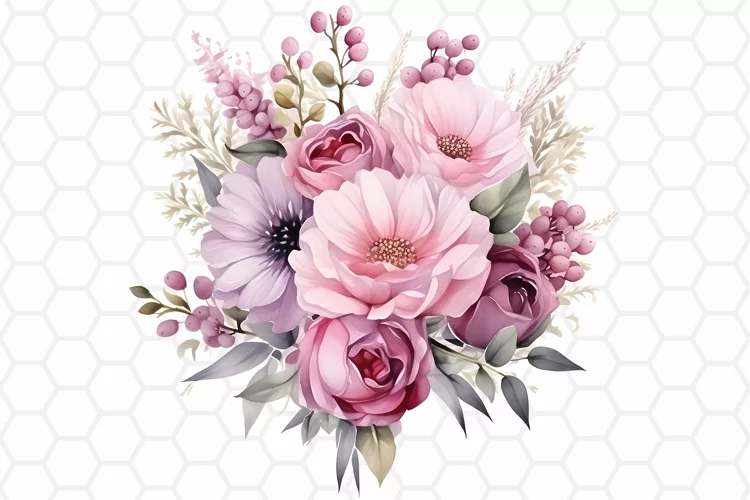 Flower Bouquet Watercolor Clipart | Sublimation PNG