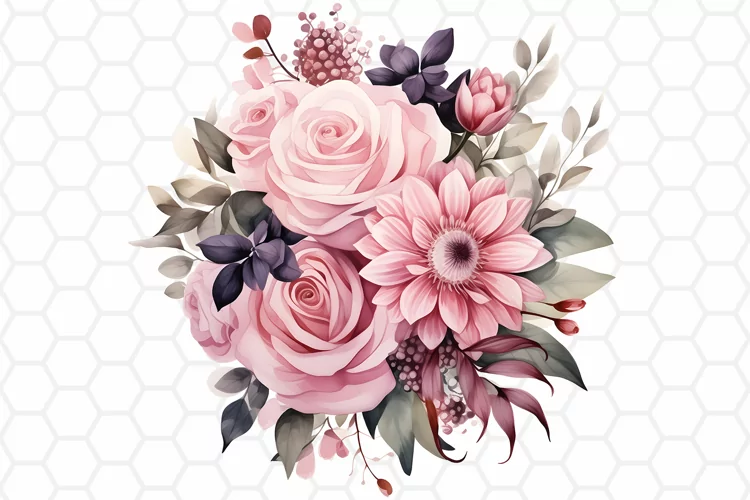 Flower Bouquet Watercolor Clipart | Sublimation PNG