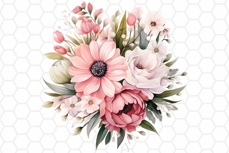 Flower Bouquet Watercolor Clipart | Sublimation PNG