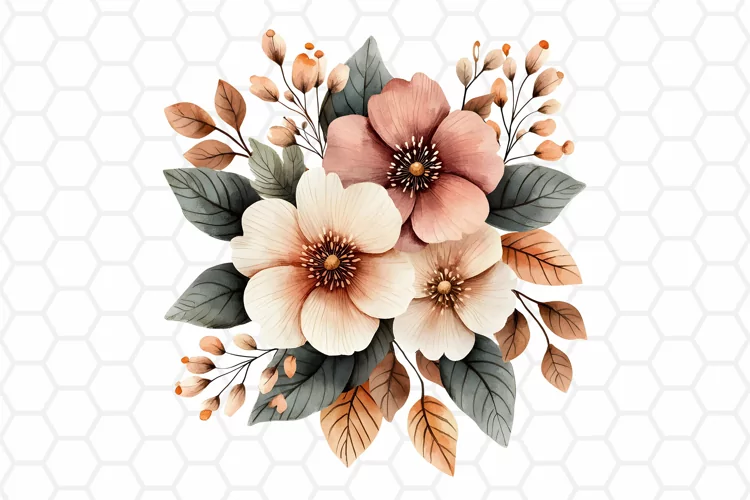 Flower Bouquet Watercolor Clipart | Sublimation PNG