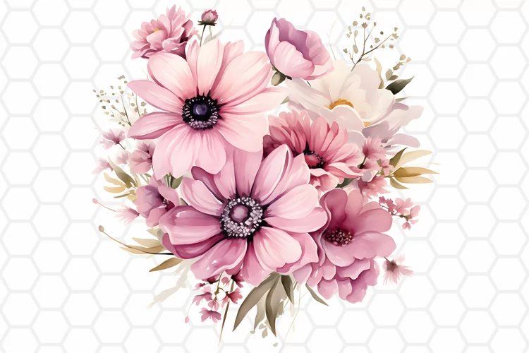 Flower Bouquet Watercolor Clipart | Sublimation PNG
