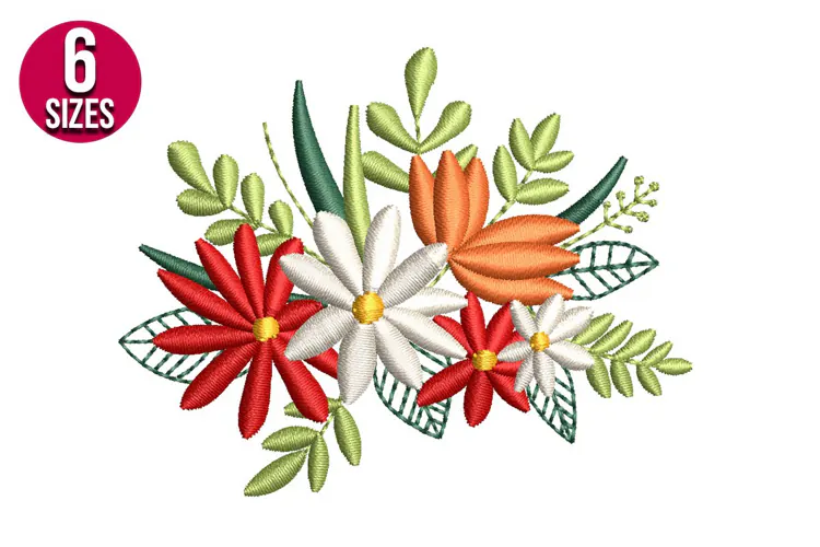 Flower Bunch Machine Embroidery Design | Floral Pattern