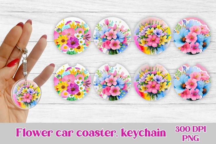Car coaster sublimation design | Flower car coaster