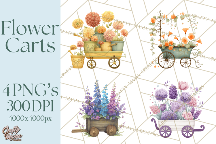 Whimsical Flower Carts PNG Clipart Floral Market
