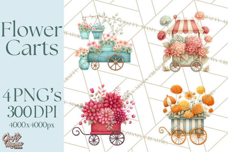 Whimsical Flower Carts PNG Clipart Floral Market
