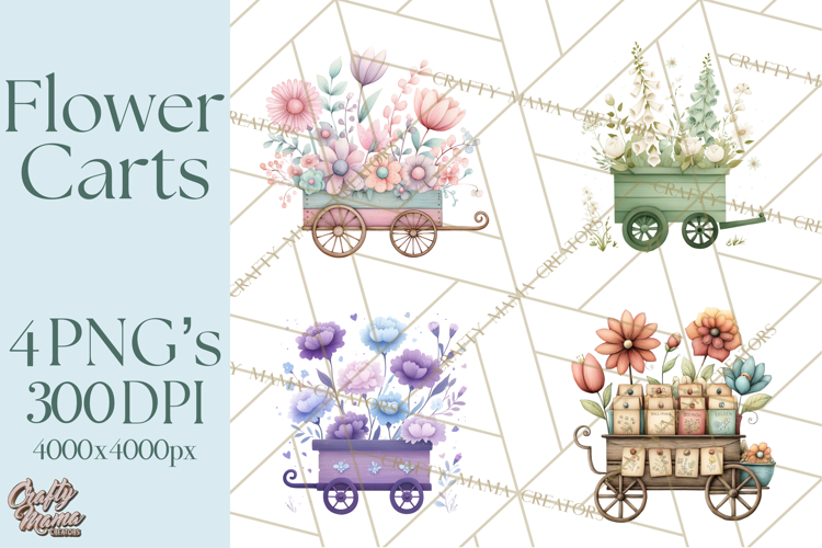 Whimsical Flower Carts PNG Clipart Floral Market