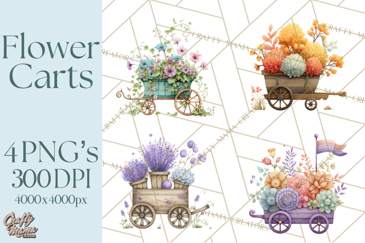 Whimsical Flower Carts PNG Clipart Floral Market