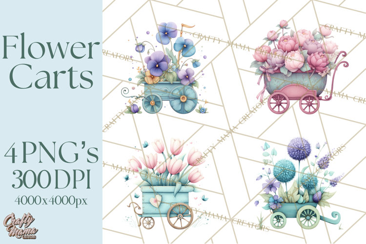 Whimsical Flower Carts PNG Clipart Floral Market