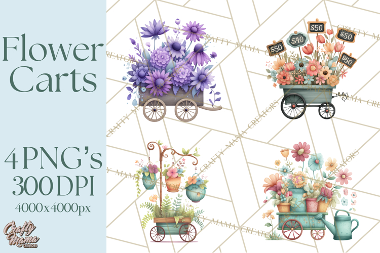 Whimsical Flower Carts PNG Clipart Floral Market