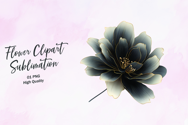 Soft Silver Bloom Clipart Sublimation PNG example image 1