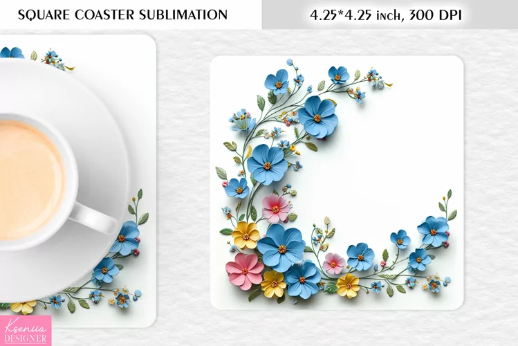 Wild Flowers|Mothers Day Square Coaster Design