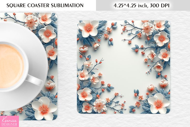 Wild Flowers|Mothers Day Square Coaster Design example image 1